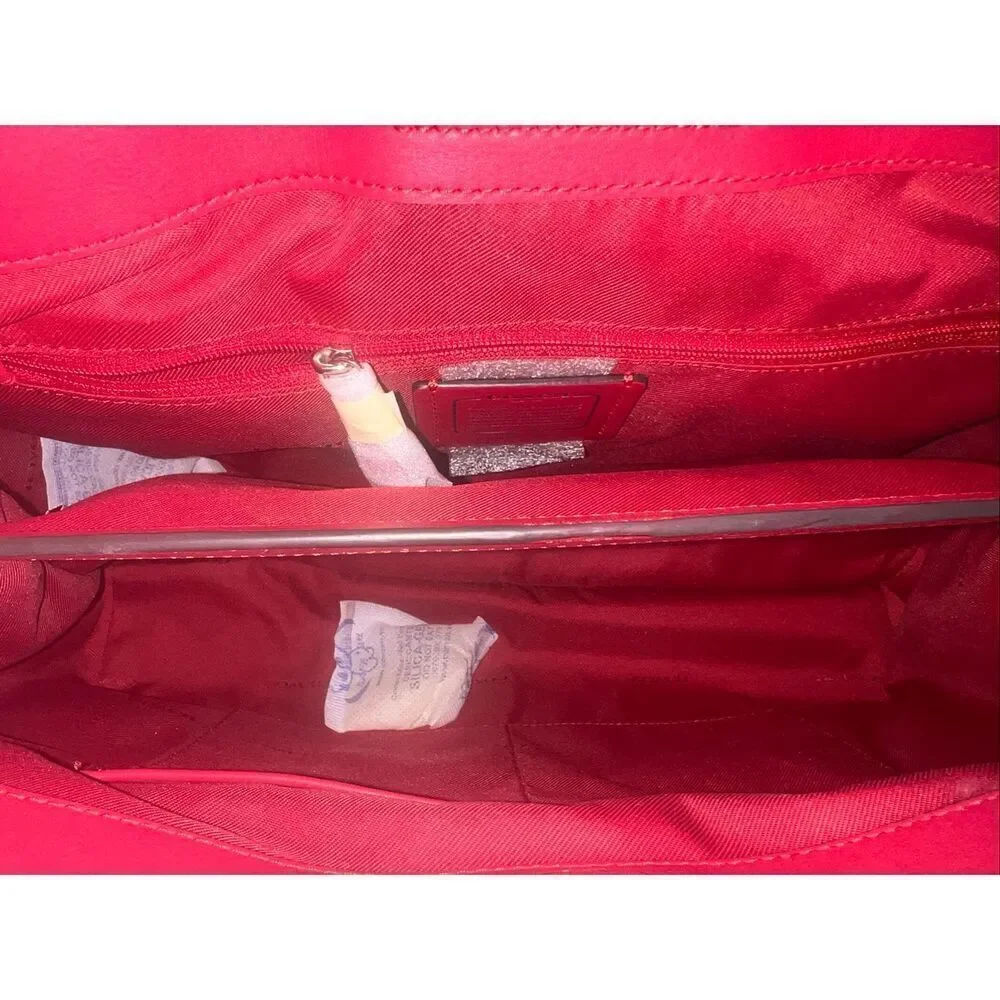 🔥🎁NWT! Coach STANTON Carryall Handbag Sig Canvas Khaki/True Red Msrp:$375.00